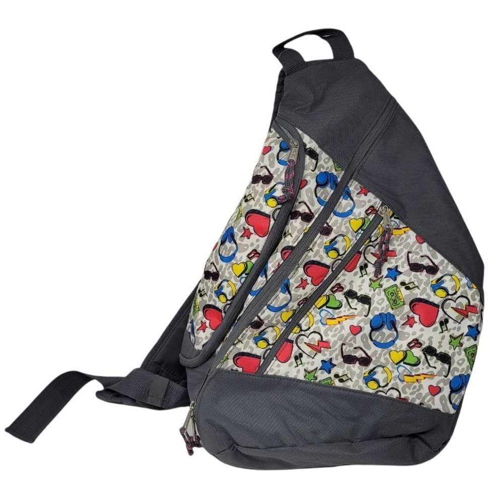 Eastsport Fuel Hearts and Music Gray Crossbody Sling Backpack
